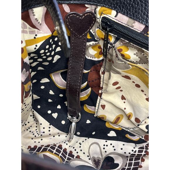 Brighton Croc Embossed Leather Shoulder Tote Bag Brown Black Large Boho Floral - Picture 10 of 15